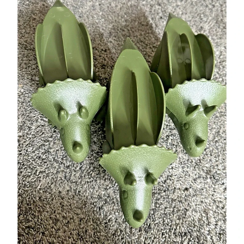 Taco Dinos! Funware Green Plastic Triceratops Taco Stand Holder, Set Of 3